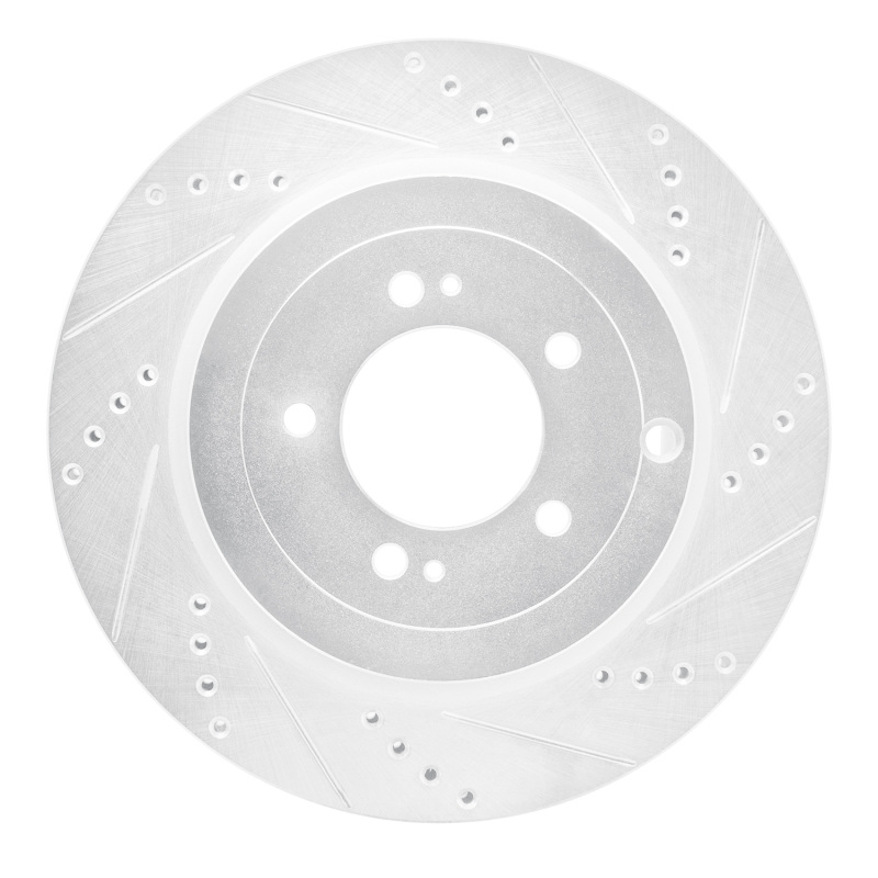 Mitsubishi Lancer Brake Rotor (1) - Rear Right - R1 Concepts - Drilled & Slotted - Silver - `08-`15
